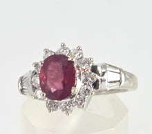 Load image into Gallery viewer, 6335 Vintage; 18ct White Gold Ruby (1.1ct) Diamonds (0.73ct) Ring