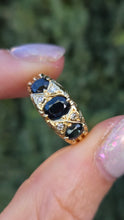 Load image into Gallery viewer, 6180 Vintage: 18ct Gold Australian Blue Sapphires Diamonds Statement Ring-From 1972