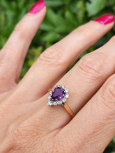 Load image into Gallery viewer, 1642: Vintage: 9ct Gold Rich Purple Amethyst Diamonds Dress Ring-Lush