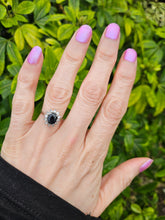 Load image into Gallery viewer, 0769: Vintage; 18ct White Gold French Blue Sapphire 12 Diamonds Cluster Ring