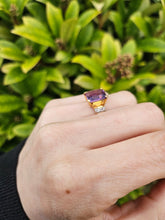 Load image into Gallery viewer, 6337 Vintage: 9ct Gold Large Emerald Cut Amethyst Glacier Topaz Cocktail Ring