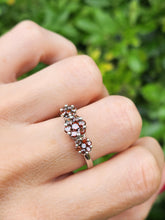 Load image into Gallery viewer, 1924: Vintage: 9ct White Gold Red Diamonds (1ct) Flowerhead Trilogy Ring-  21 Natural Diamonds