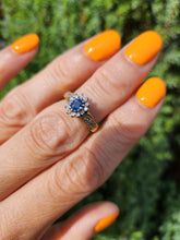 Load image into Gallery viewer, 6150 Vintage: 18ct Gold French Blue Sapphire 18 Diamonds Dress Ring- fine example