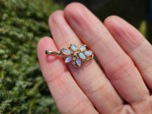 Load image into Gallery viewer, 1223: Vintage: 9ct Gold White Opals Diamonds Cluster Pendant- lovely combination