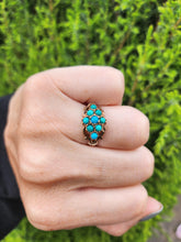 Load image into Gallery viewer, 1523: Vintage: 9ct Gold 9 Turquoise Cluster Ring- From Edinburgh 1975