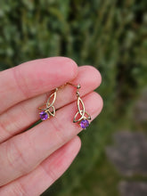 Load image into Gallery viewer, 1089: Vintage: 9ct Gold Amethyst Drop/Dangle Stud Earrings