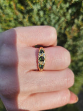 Cargar imagen en el visor de la galería, 1207: Vintage: 18ct Gold Tsavorites (Green Garnets) Diamonds Dress Ring- a rare find, exquisite combination