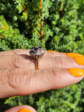 Load image into Gallery viewer, 2030: Vintage; 18ct Gold French Blue Sapphires 24 natural Diamonds Geometric Set Cocktail Ring- From 1974