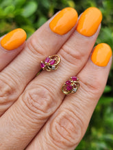 Load image into Gallery viewer, 2055: Vintage: 9ct Gold Rubies Diamonds Stud Earrings- elegant ear candy