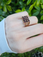 Load image into Gallery viewer, 6301 Vintage: 9ct Gold Rich Red Garnets Geometric Set Ring- From 1979