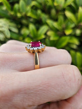 Load image into Gallery viewer, 6306 Vintage: 18ct Gold Ruby (1.76ct) Diamonds (0.6ct) Diana Style Cluster Ring