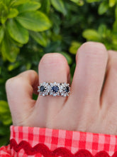 Load image into Gallery viewer, 6310 Vintage: 18ct Gold French Blue Sapphires 26 Diamonds Cocktail Ring- Date Mark 1971