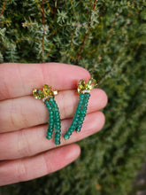 Load image into Gallery viewer, 1485: Vintage: 18ct Gold Emeralds, Peridot, Diamonds Drop/Dangle Earrings- extraordinary
