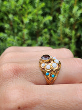 Load image into Gallery viewer, 1472: Antique: 22ct Gold Mult-Gem "Bombe" Ring- Moonstones, Turquoise, Ruby- Wonderful