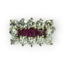 Cargar imagen en el visor de la galería, 1670: Vintage: 18ct Gold Rubies Diamonds Cocktail Ring- Exceptional