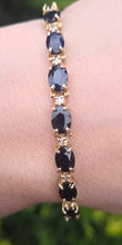 Cargar imagen en el visor de la galería, 2519- Vintage 14ct Gold 19 Blue Sapphires 19 Diamonds Bracelet (19cm)