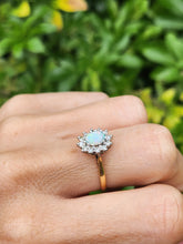Load image into Gallery viewer, 1938: Vintage: 18ct Gold White Opal 12 Diamonds (0.36ct) Halo Ring- Lovely cut and colours