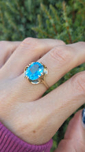 Load image into Gallery viewer, 6465 Vintage: 9ct Gold Faceted Cut Swiss Blue Topaz ring - From 1976