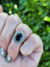 Cargar imagen en el visor de la galería, 6092 Vintage: (1973) 18ct Gold Australian Blue Sapphire 12 Diamonds Diana Cluster- From 1973