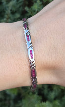 Load image into Gallery viewer, 2221 Vintage: 18ct White Gold Princess Cut Rubies Link Bracelet (18.5cm)