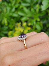 Load image into Gallery viewer, 1642: Vintage: 9ct Gold Rich Purple Amethyst Diamonds Dress Ring-Lush