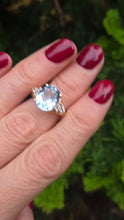 Load image into Gallery viewer, 5804 Vintage; 9ct Gol Faceted Cut Swiss Blue Topaz natural Diamonds Dress ring