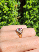Load image into Gallery viewer, 1607: Antique: 15ct Gold Rubies Pearls Flowerhead Cluster Ring- From 1922- Remarkable