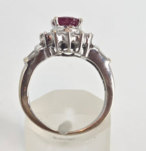 Load image into Gallery viewer, 6335 Vintage; 18ct White Gold Ruby (1.1ct) Diamonds (0.73ct) Ring