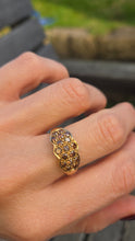 Load image into Gallery viewer, 6279 Vintage: 9ct Gold 17 Champagne Natural Diamonds Geometric Cluster Ring