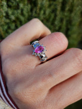 Cargar imagen en el visor de la galería, 1181: Vintage: 14ct White Gold Pink Sapphires 18 Diamonds Cocktail Ring- UPDATED