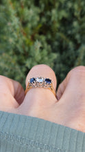 Load image into Gallery viewer, 6183 Vintage: 18ct Gold Platinum French Blue Sapphires Round Full Cut Diamond Ring