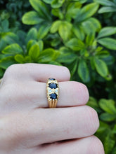 Load image into Gallery viewer, 6180 Vintage: 18ct Gold Australian Blue Sapphires Diamonds Statement Ring-From 1972