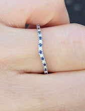 Load image into Gallery viewer, 2515- Vintage: 14ct White Gold Blue Sapphires Diamonds Wishbone Stacker Ring-LOVE Vera Wang