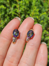 Load image into Gallery viewer, 1688: Vintage; 9ct Gold Caribbean Topaz Diamonds Stud Earrings- fabulous colours,