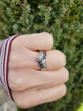Cargar imagen en el visor de la galería, 1436: Vintage: 9ct White Gold Black White Diamonds Cocktail Ring-Lush