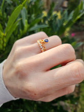 Cargar imagen en el visor de la galería, 1446: Vintage: Rare 18ct Rose Gold Sapphire Diamonds Tiara Ring- UPDATED