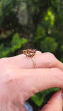 Load image into Gallery viewer, 2527: Vintage 9ct Gold Orange Citrines Diamond Flower Head Ring