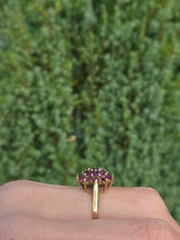 Load image into Gallery viewer, 6438: Vintage; 9ct Gold 21 Rubies Flower Head Cocktail Ring- From 1979