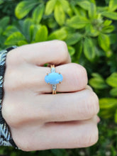 Cargar imagen en el visor de la galería, 0695: Vintage: 9ct Gold Light Blue Chalcedony Diamonds Cocktail Ring - Dreamy combination