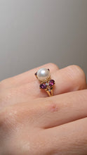 Load image into Gallery viewer, 2640: Vintage 9ct Gold Pearl, Almandine, Garnets Diamonds Dress Ring