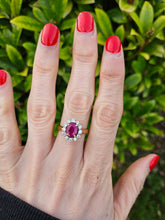 Load image into Gallery viewer, 6306 Vintage: 18ct Gold Ruby (1.76ct) Diamonds (0.6ct) Diana Style Cluster Ring