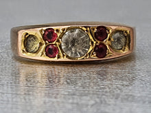 Cargar imagen en el visor de la galería, 3175: Antiguo: Anillo de oro de 15 quilates Anillo de barco con rubíes y diamantes en pasta - excelente