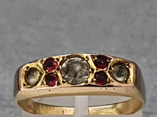 Cargar imagen en el visor de la galería, 3175: Antiguo: Anillo de oro de 15 quilates Anillo de barco con rubíes y diamantes en pasta - excelente