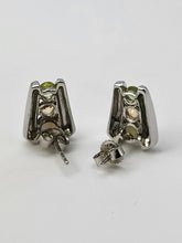 Load image into Gallery viewer, 4762: Vintage: 9ct White Gold Multi-Gemstone Stud Earrings- Peridot, Topaz & Andalusite- rare