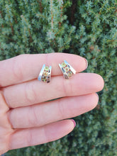 Load image into Gallery viewer, 4762: Vintage: 9ct White Gold Multi-Gemstone Stud Earrings- Peridot, Topaz & Andalusite- rare