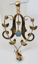 Load image into Gallery viewer, 4823: Vintage & Old 9ct Gold Synthetic Blue Sapphires Lavaliere pendant- lovely symmetry