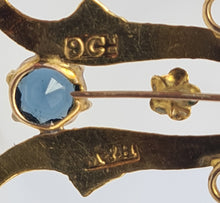 Load image into Gallery viewer, 4823: Vintage & Old 9ct Gold Synthetic Blue Sapphires Lavaliere pendant- lovely symmetry