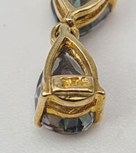 Load image into Gallery viewer, 4968: Vintage: 9ct Gold Caribbean Topaz Drop Stud Earrings- petite colour changers