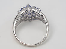 Load image into Gallery viewer, 6011:  Vintage & Large:9ct White Gold 14 Round cut Tanzanites Dress Ring- crisp eye candy
