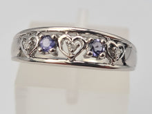 Load image into Gallery viewer, 4942: Vintage: 9ct White Gold Tanzanite Diamonds "Love Heart" Ring- crisp condition